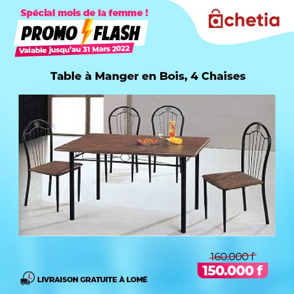 Table à Manger en bois et 4 Chaises en promotion