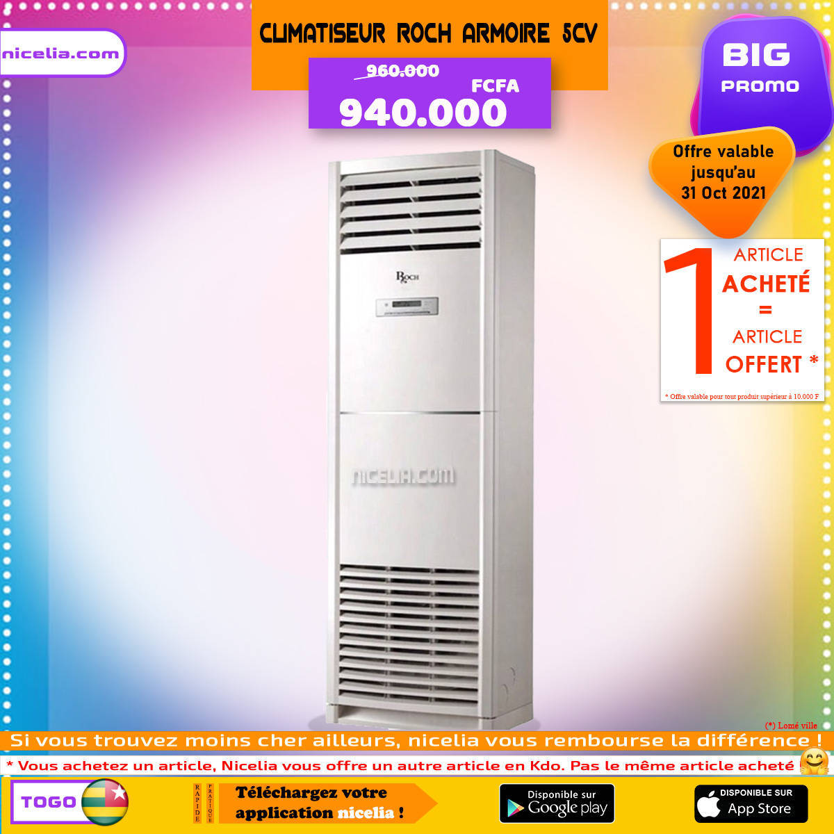 Climatiseur roch armoire 5cv