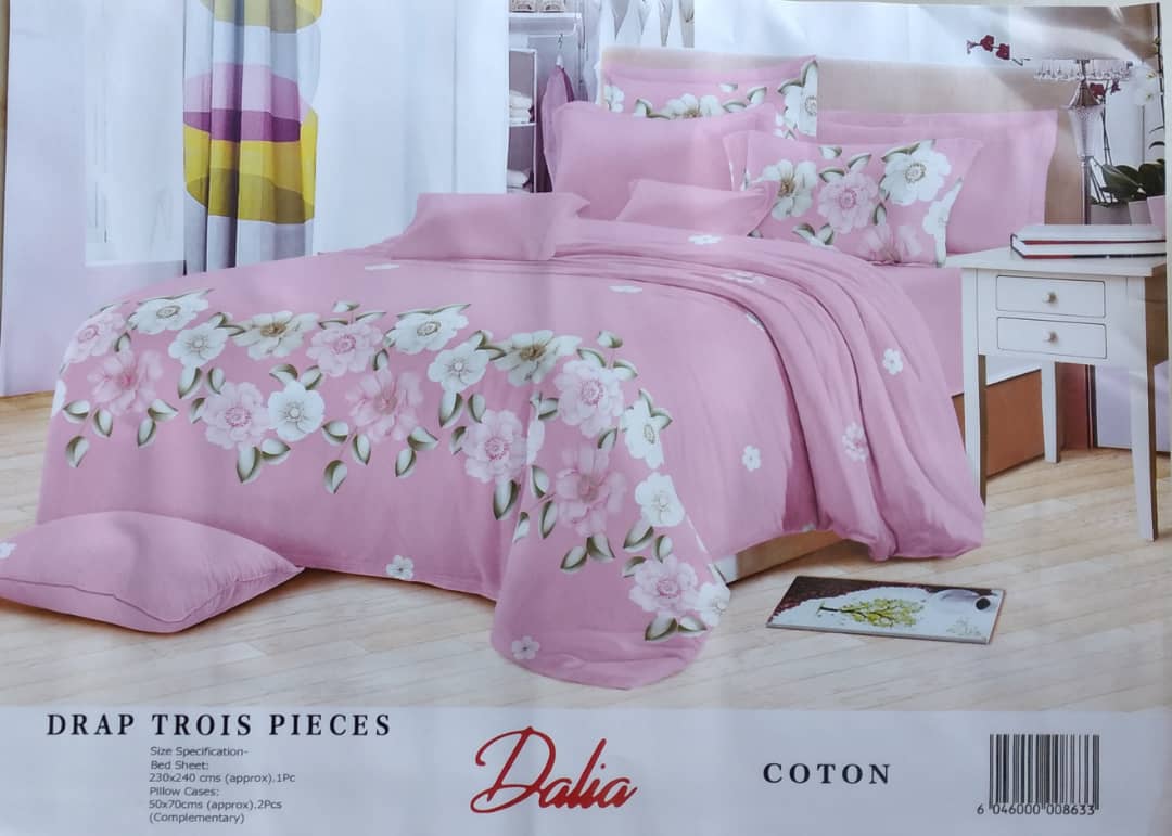 draps 3 pièces 1 draps et 2 taies d'oreilles