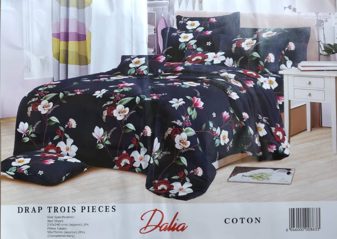 draps 3 pièces 1 draps et 2 taies d'oreilles