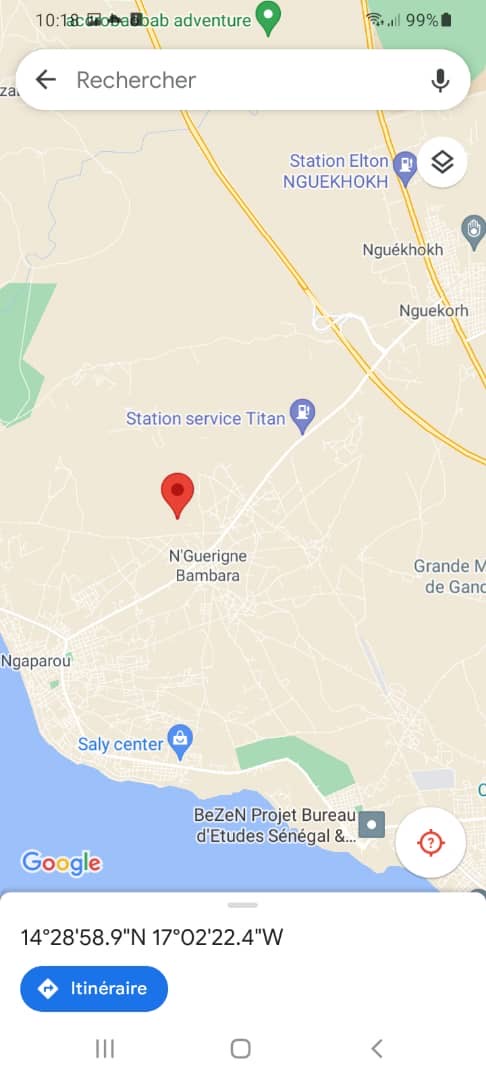 Terrain de 600 mètres carrés à Nguérigne