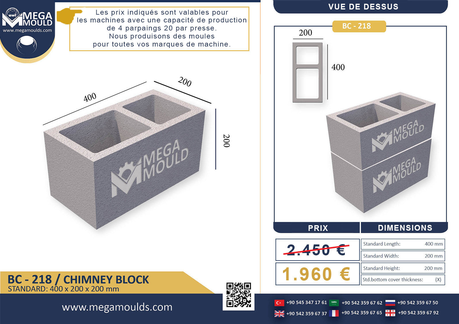 MOULE À PARPAINGS – HOURDIS – PARPAING CHEMINÉE