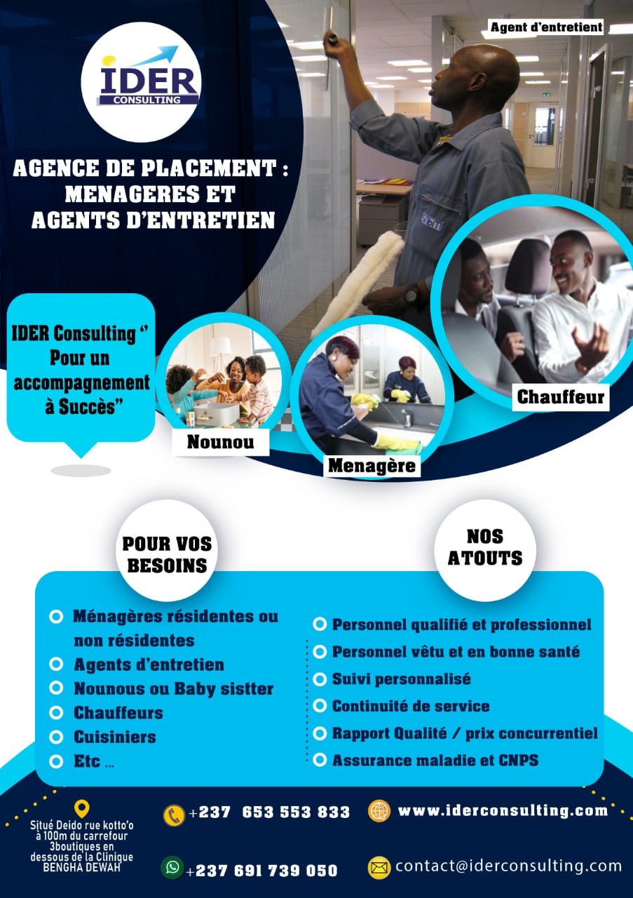 PLACEMENT DE MENAGERES - AGENTS D'ENTRETIEN - NOUNOUS - CHAUFFEUR...