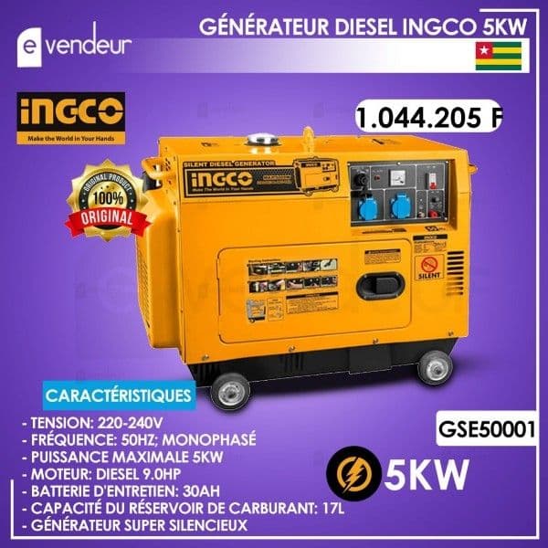 GÉNÉRATEUR DIESEL INGCO 5KW* GÉNÉRATEUR DIESEL INGCO 5KW*