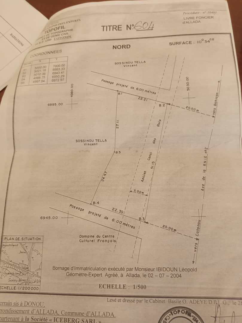 Domaine de 1034m² à vendre à Allada Domaine de 1034m² à vendre à Allada