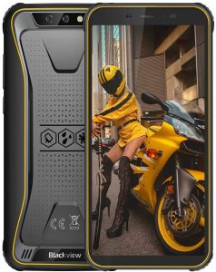 Blackview BV5500 Plus – Ecran 5.5″ – Double Nano-SIM – 4G LTE – ROM 32GB – RAM 3GB – Android 10.0 – Caméra 8/5MP – Batterie 4400mAh – Jaune