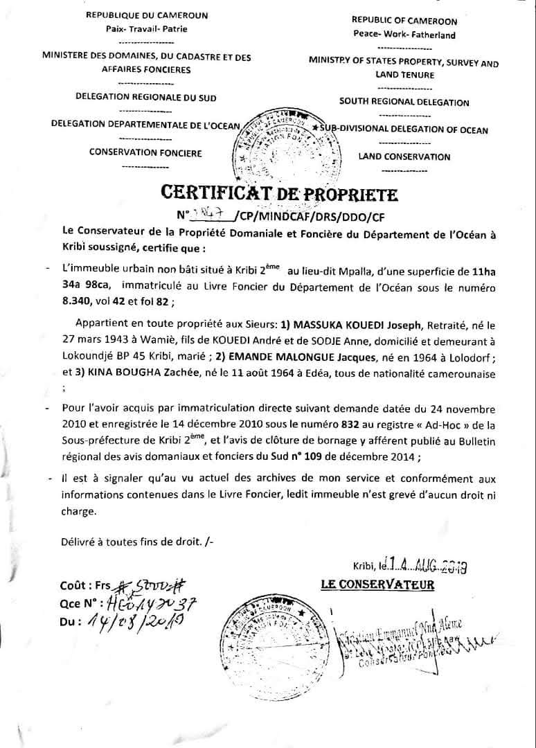 terrain titre à vendre à kribi en mpalla terrain titre à vendre à kribi en mpalla