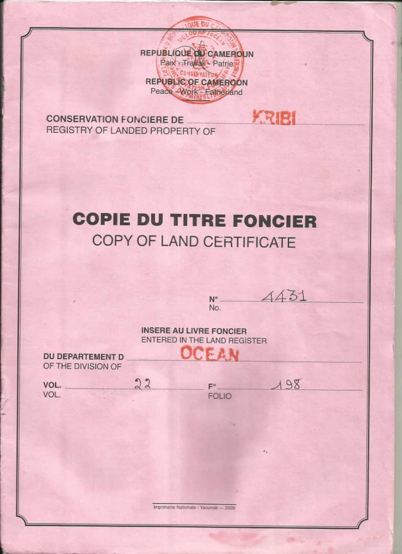 terrain titre à vendre à kribi en bordure de mer terrain titre à vendre à kribi en bordure de mer
