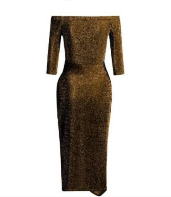 Robe de soirée ocre