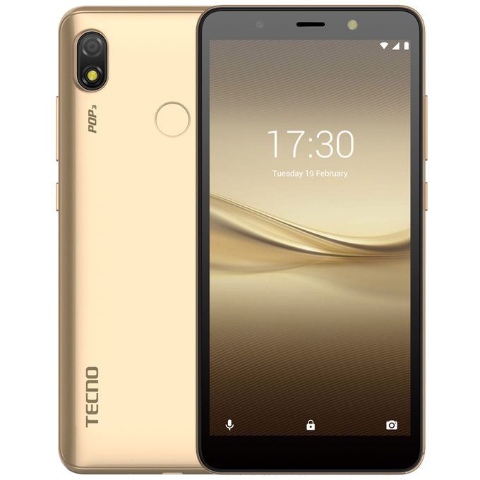 Tecno POP 3 – Ecran 5.7’’ – Double SIM – ROM 16 GB – RAM 1 GB – Caméra 8/5MP – Batterie : 3500mAh – Empreinte Digitale – Face Unlock – Dore