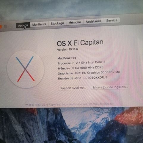 MACBOOK PRO, Core I7, Avec Son Carton