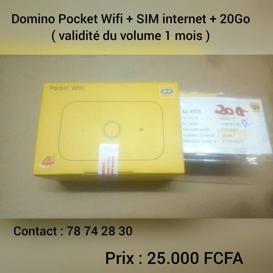 Domino Pocket Wifi + SIM Internet + 20Go