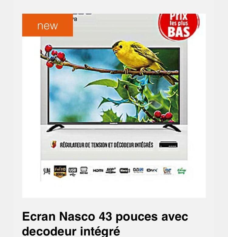 tv nasco 43 pouces avec decodeur integré