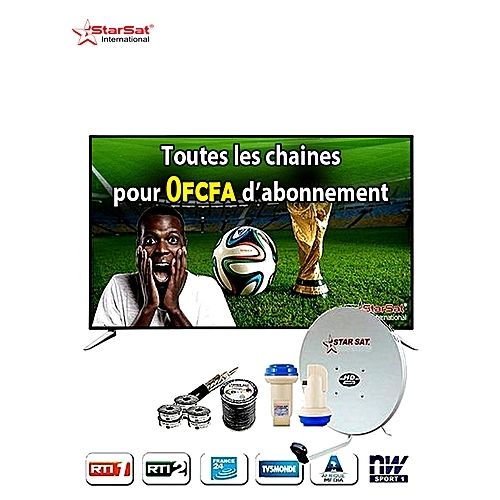 STAR SAT TV LED 32 Pouces - Décodeur Intégré -TNT- FULL HD 1080 - PORT VGA/HDMI - Garantie 24 Mois - Noir + Kit Satellite (parabole ; Câble ; Lnb ) Plus De 100 Chaînes Sans Abonnement/ Mois 4.6 /5 (7 avis)