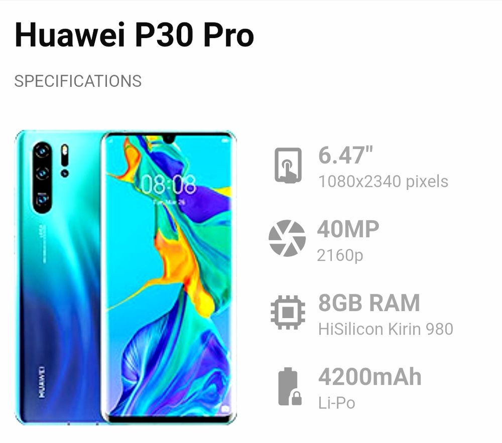 Huawei P30 Pro Version 256 Giga