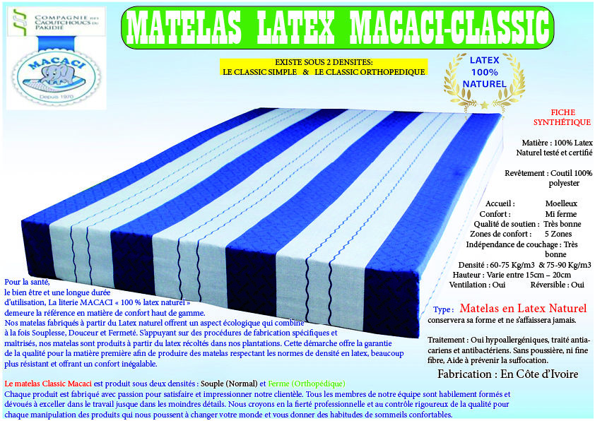 MATELAS MACACI ORTHOPEDIQUE (FERME)
