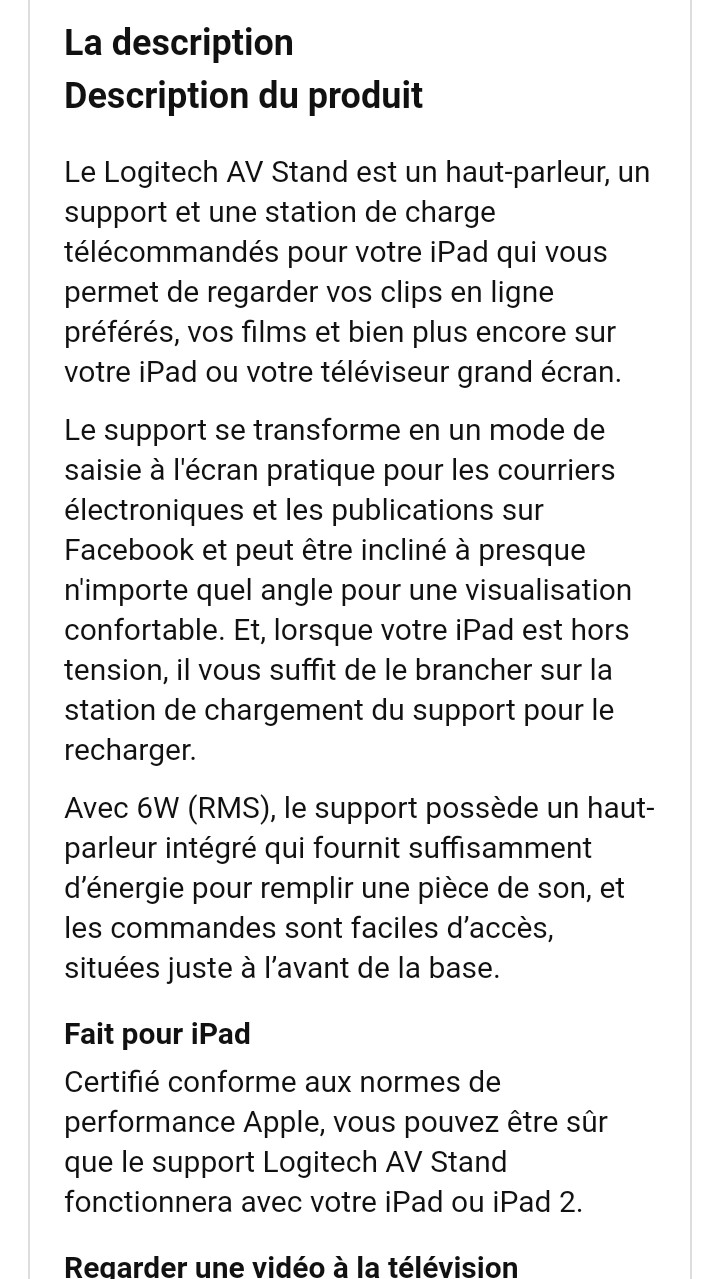 Logitech AV Stand pour iPad