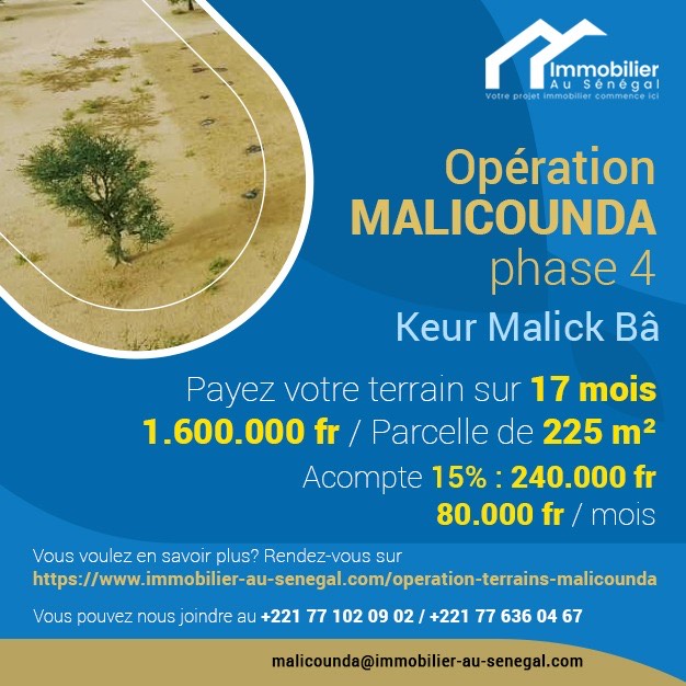 Terrain de 225 mètres carrés délibération à Malicounda
