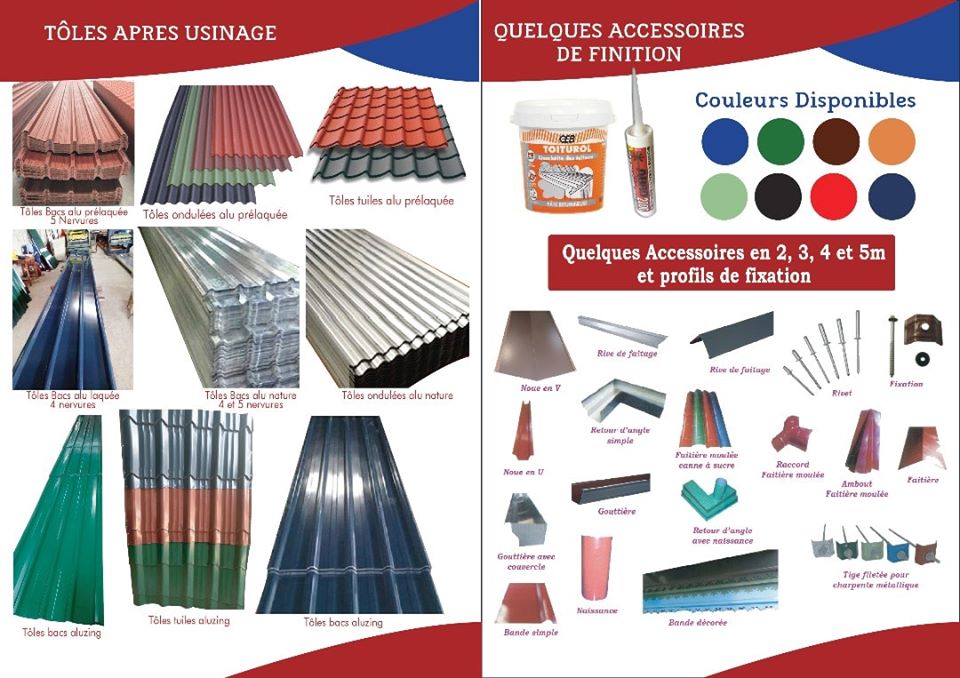 les toles et accessoires de construction à vendre au prix de gros