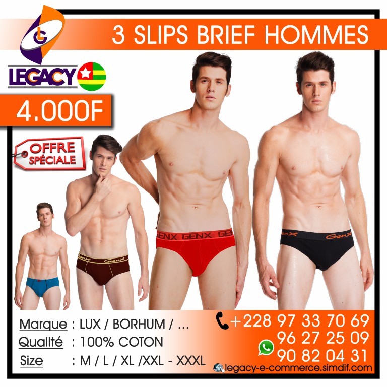 3 SLIPS BRIEF HOMMES 3 SLIPS BRIEF HOMMES