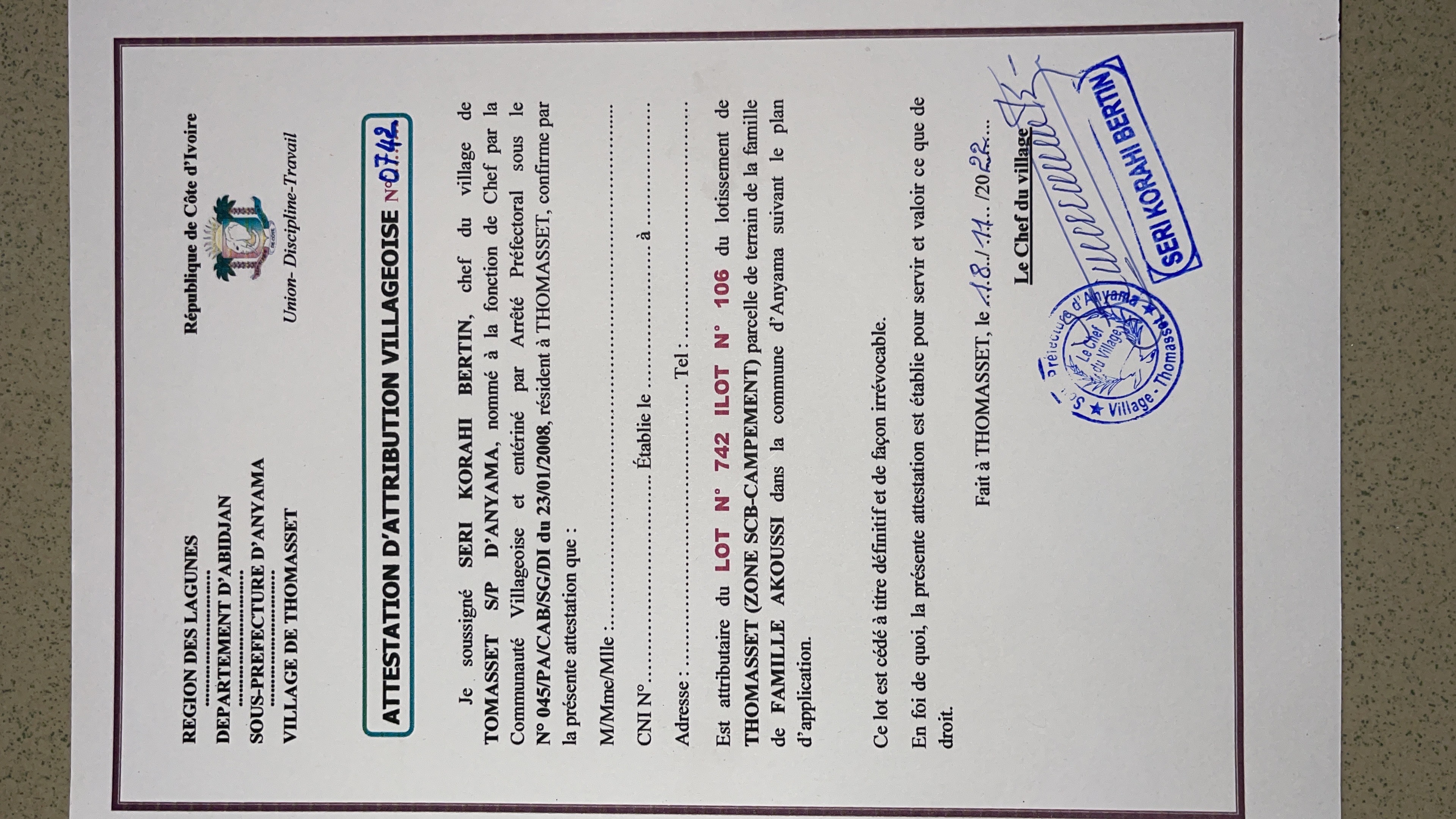 Attestation De Vente De Terrain Au Mali Des Terrains à vendre | BazarAfrique Côte d'Ivoire