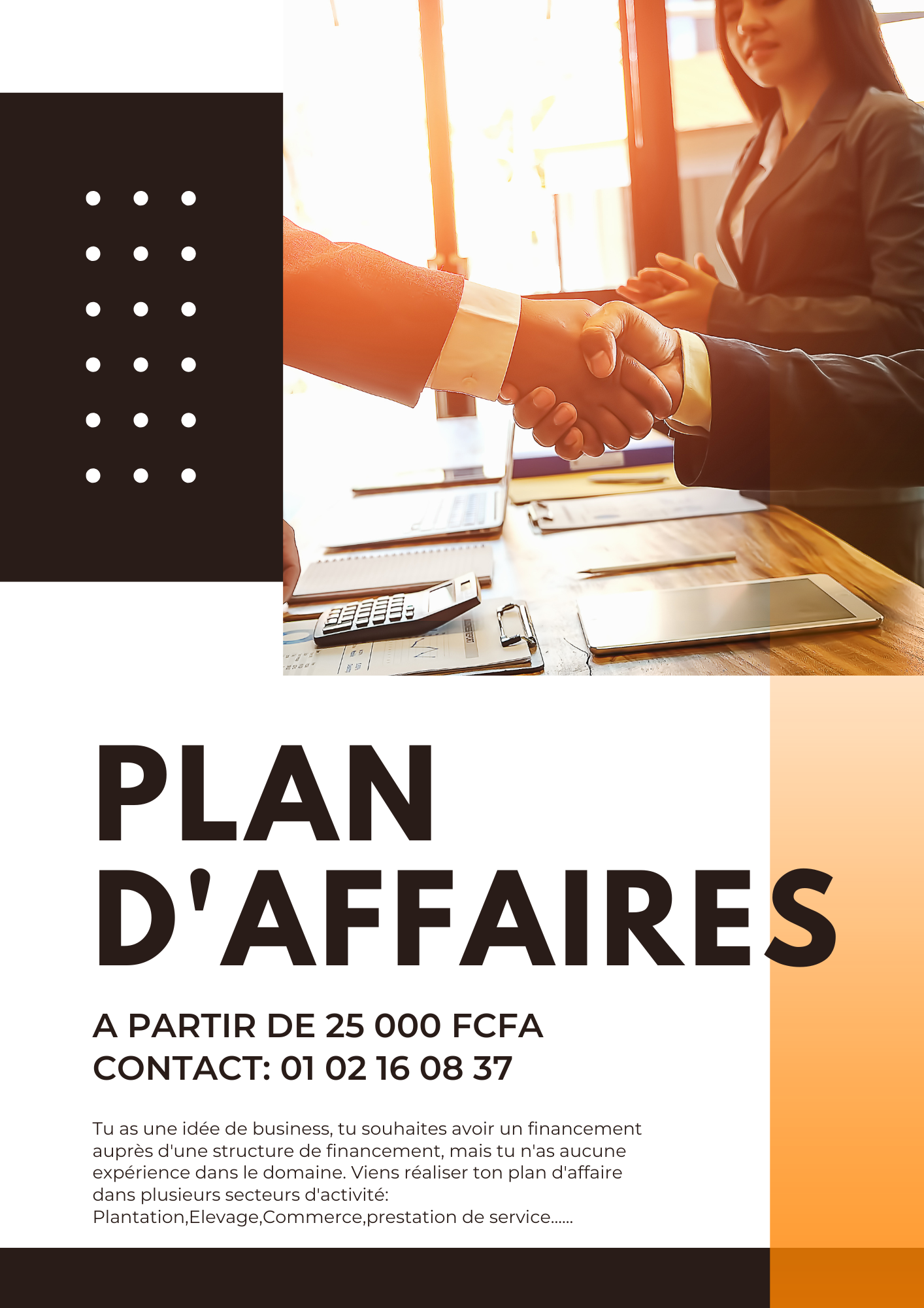ELABORATIONS DE PLAN D'AFFAIRES ELABORATIONS DE PLAN D'AFFAIRES