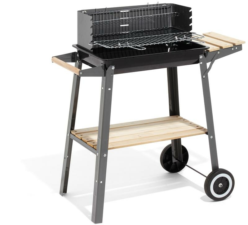 Barbecue Mobile avec Grille réglable avec Roues et poignée