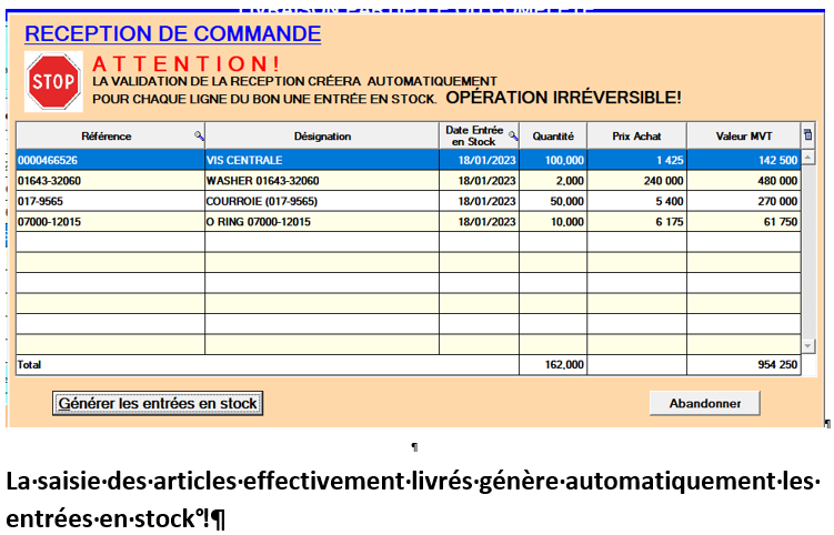 Logiciel de stock et d'achats