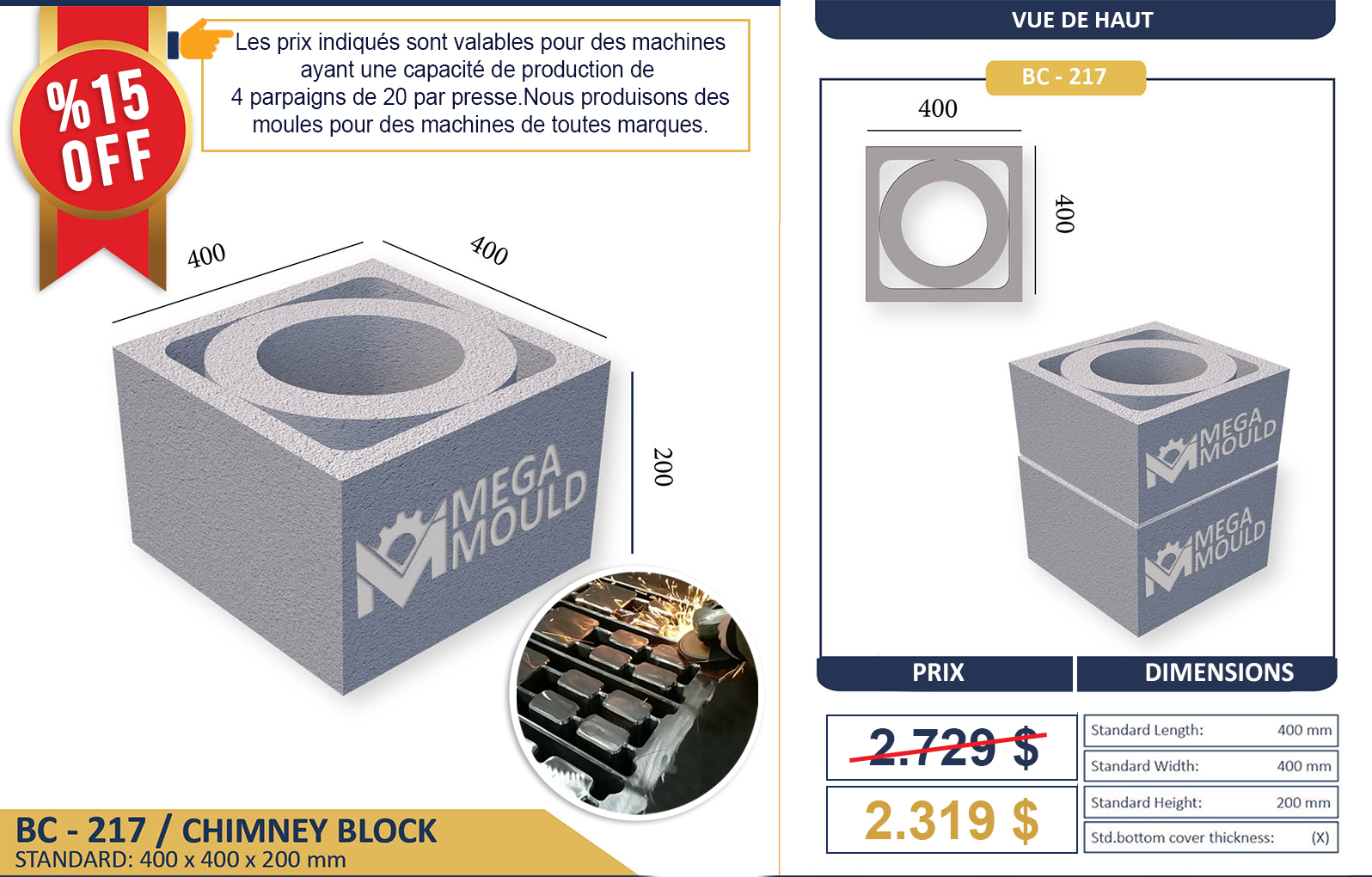 MOULE À PARPAING – HOURDIS – PARPAINGS POUR CHEMINÉE