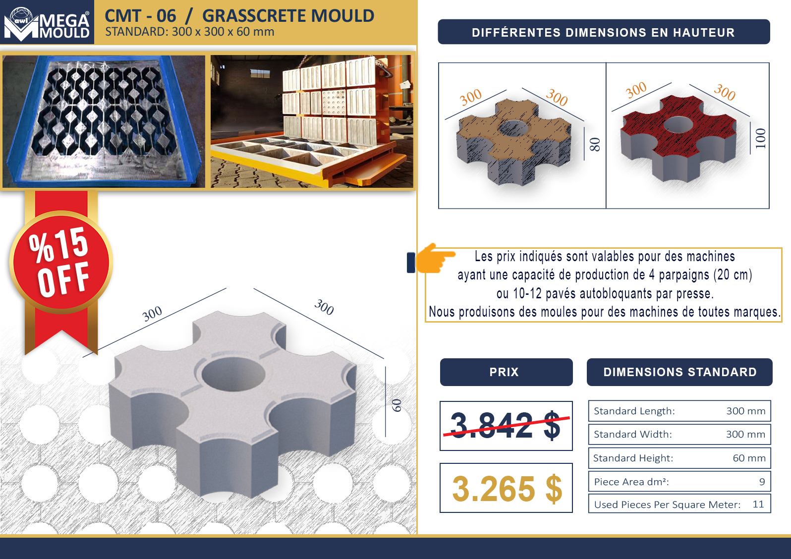 MOULE À PAVÉ GAZON – PAVÉ DRAINANT