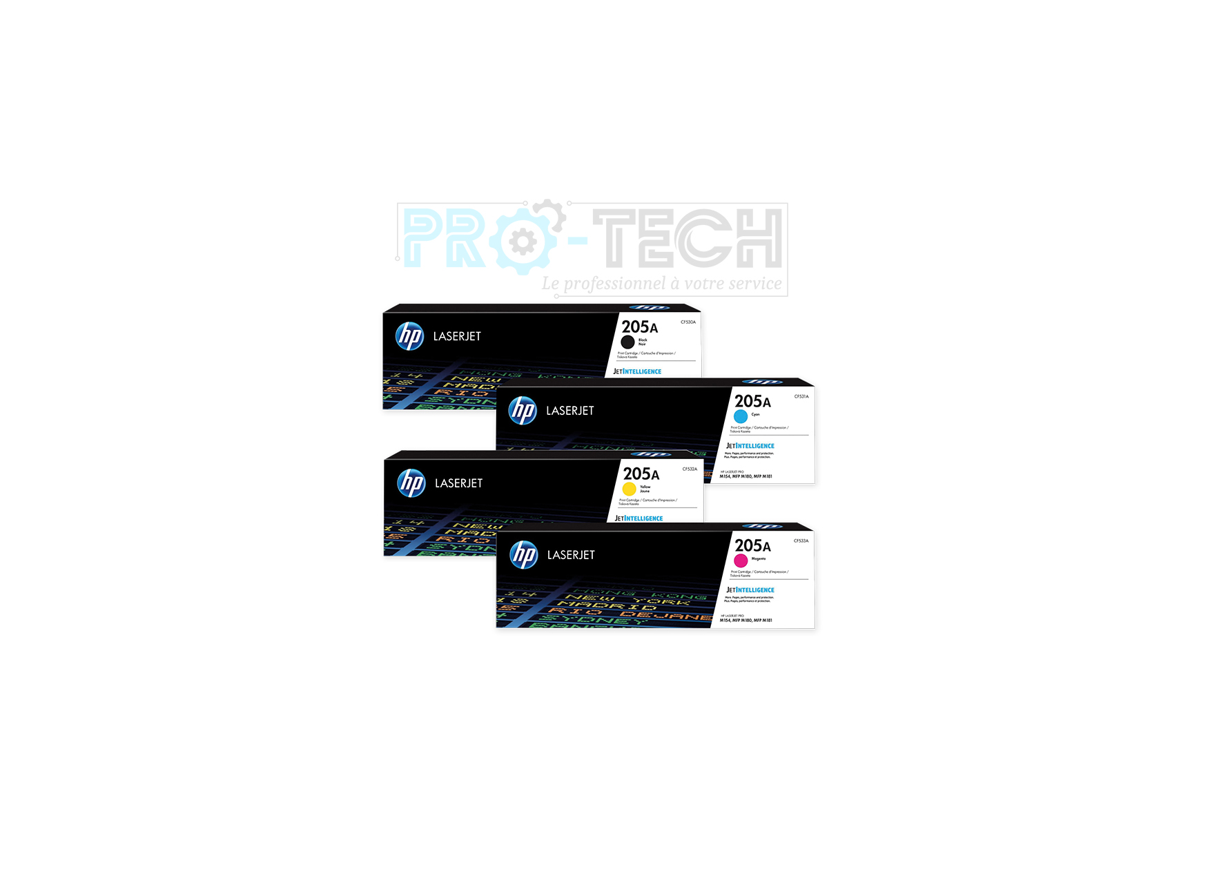 Toner HP 205A (CF530A, CF531A, CF532A, CF533A) noir, Cyan, Magenta, Jaune Authentique (Original)