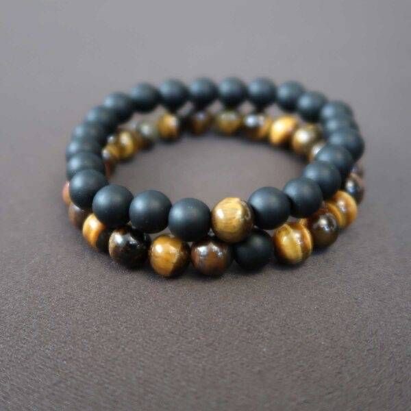 bracelet (oeil de tigre & onyx mat