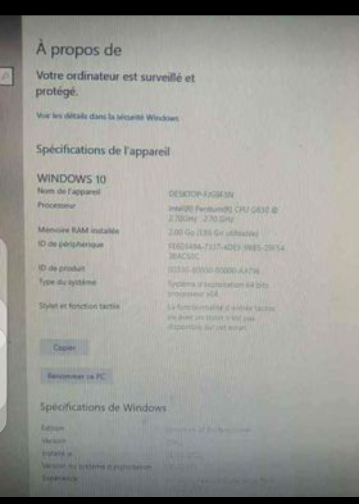 Unité Centrale d'ordinateur bureau Lenovo Dual core