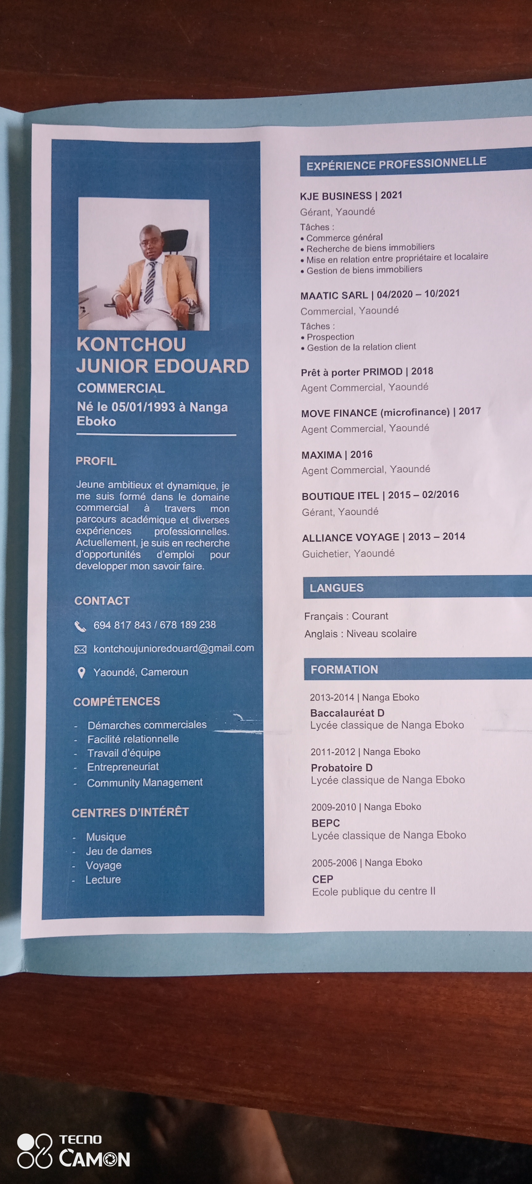 Recherche d'un emploi Au poste de chargé de marketing