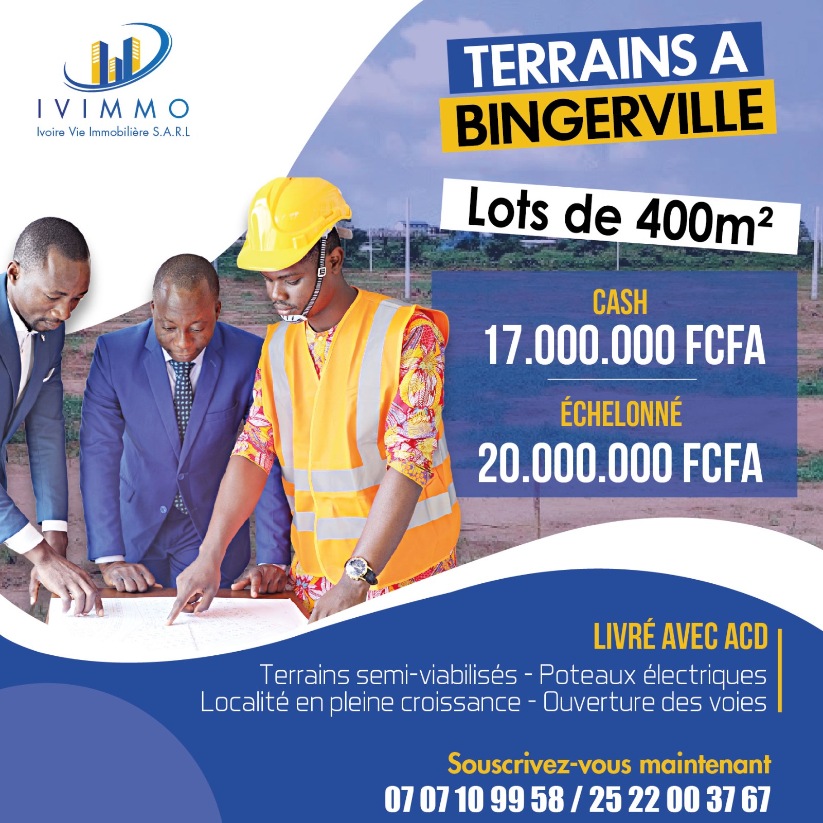 Vente de terrains à Yaou, Bonoua, Bingerville, Songon et Yamoussoukro.