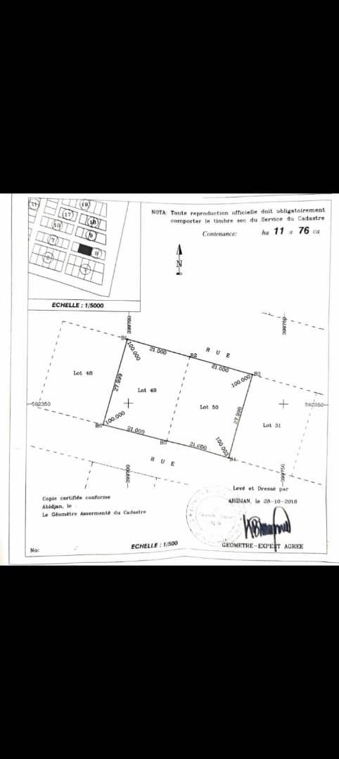 Un lot de 588 M2 à vendre à l'entrée de bingerville