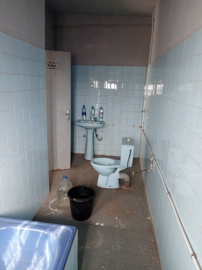 Vaste Bureaux avec toilettes avec étagéres et gazon synthétique à Mvog Ada