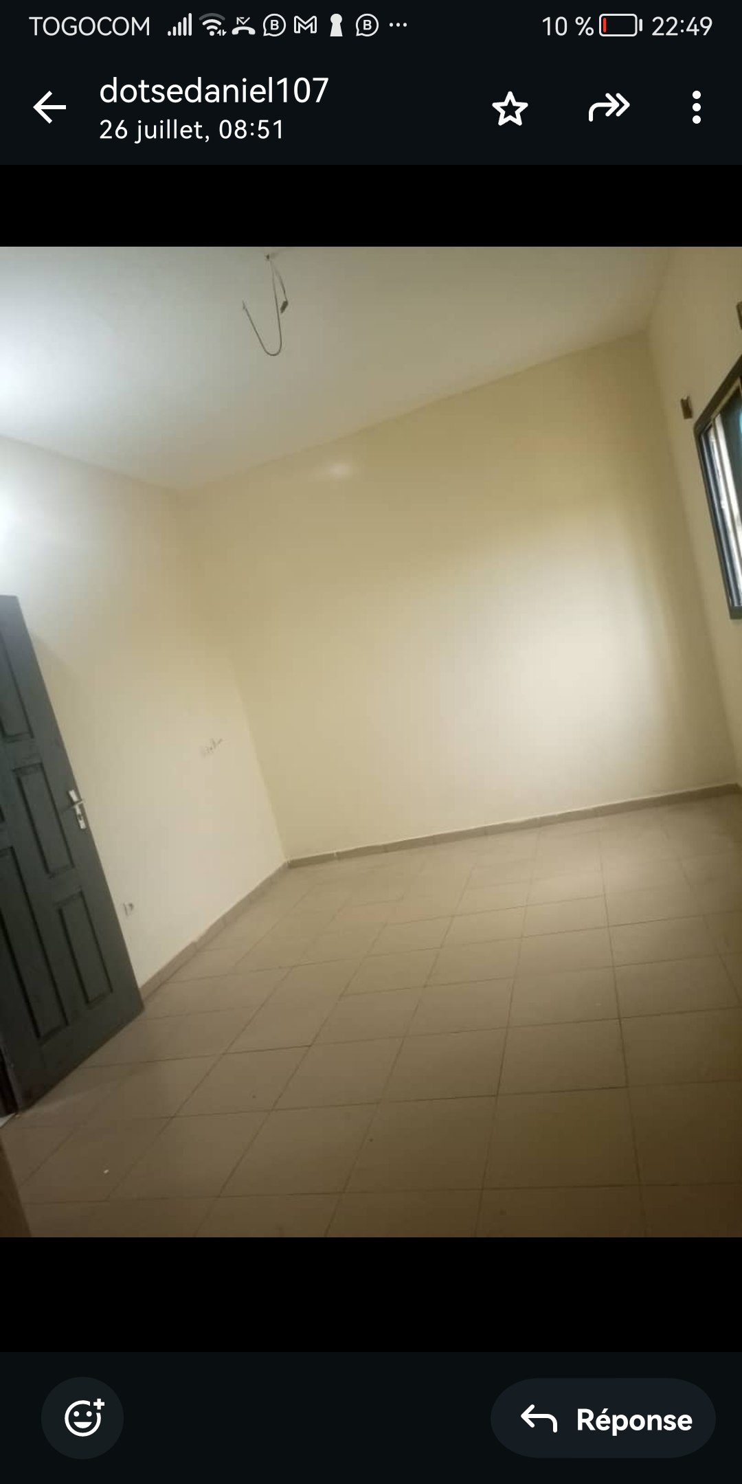 chambre salon WC Douche interne