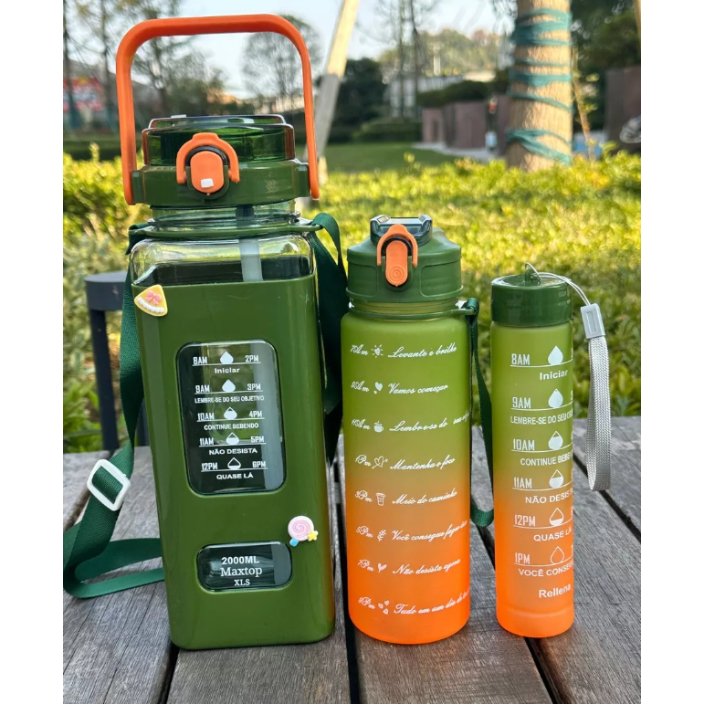Bouteille d'eau motivante 3 en 1