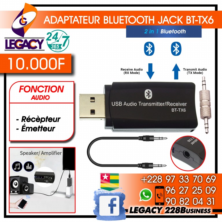 ADAPTATEUR BLUETOOTH JACK BT-TX6