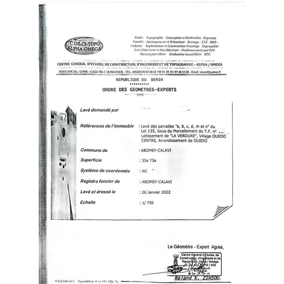 PARCELLIE AVEC TITRE FONCIER SISE À OUÈDO CENTRE À VENDRE.