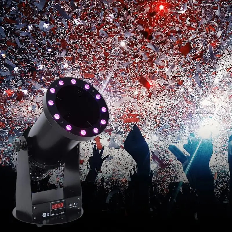 Machine à confettis 1500W contrôle DMX,12 LED RGB