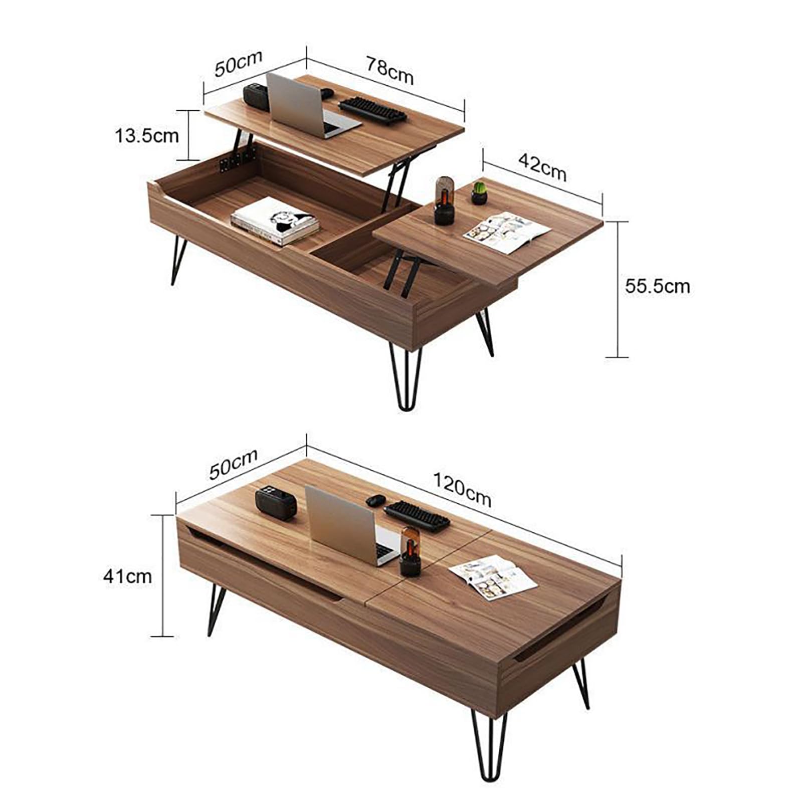 Table basse relevable en bois