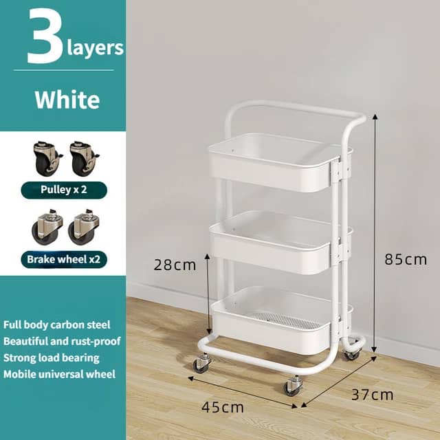Chariot d'organisation en métal à 3 niveaux