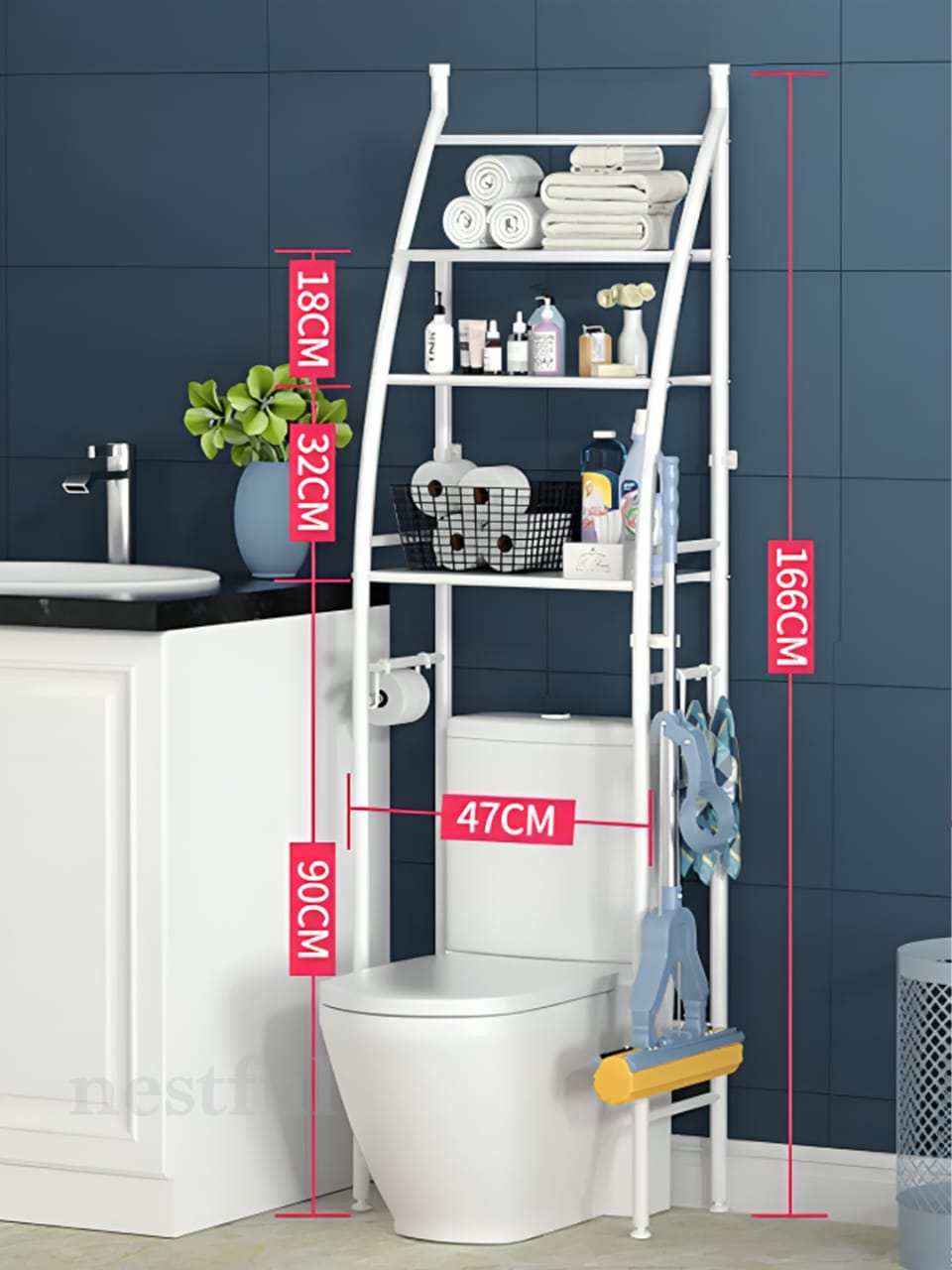 Étagère de rangement pour salle de bain à 3 niveaux