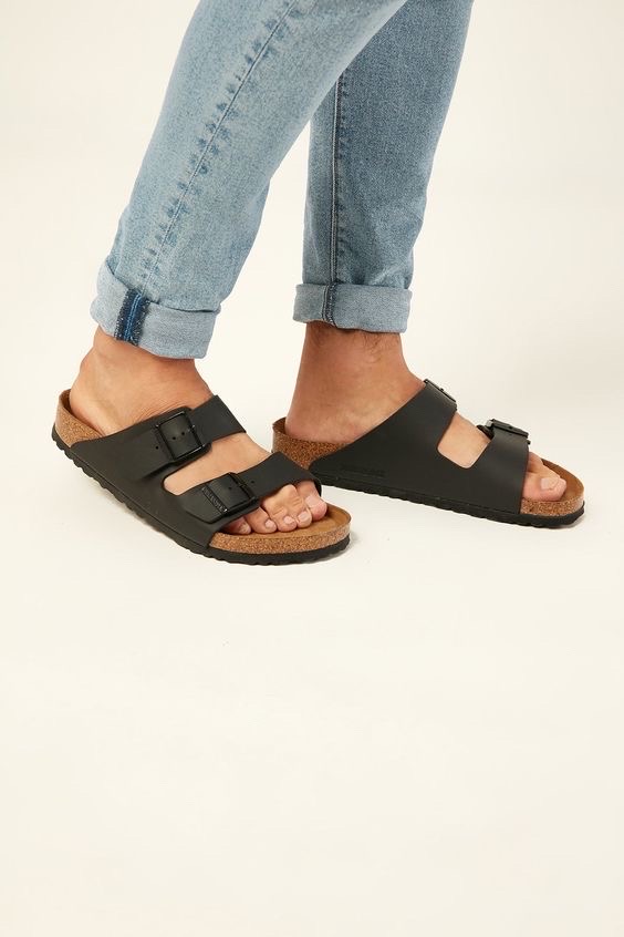 sandale confortable Birkenstock 100% cuire