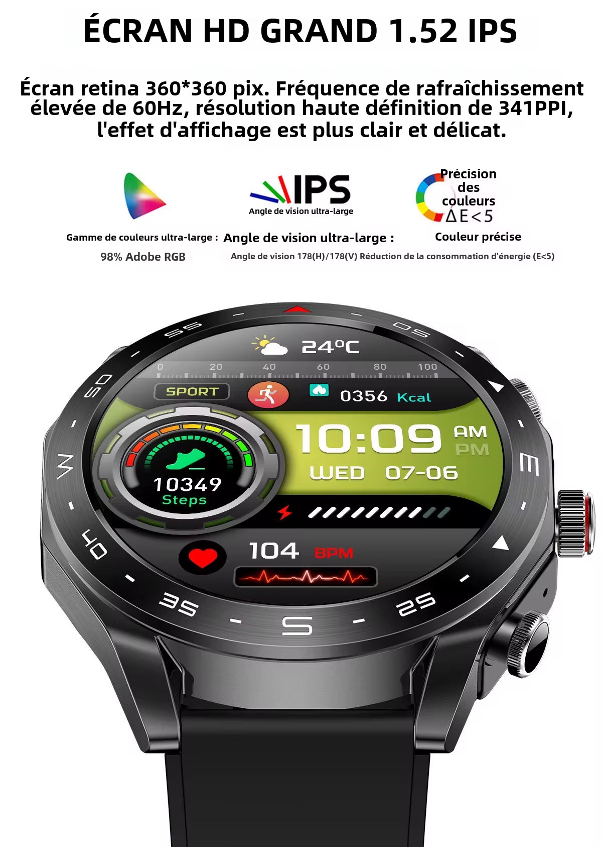 Montre Écouteur Tactile 3en1