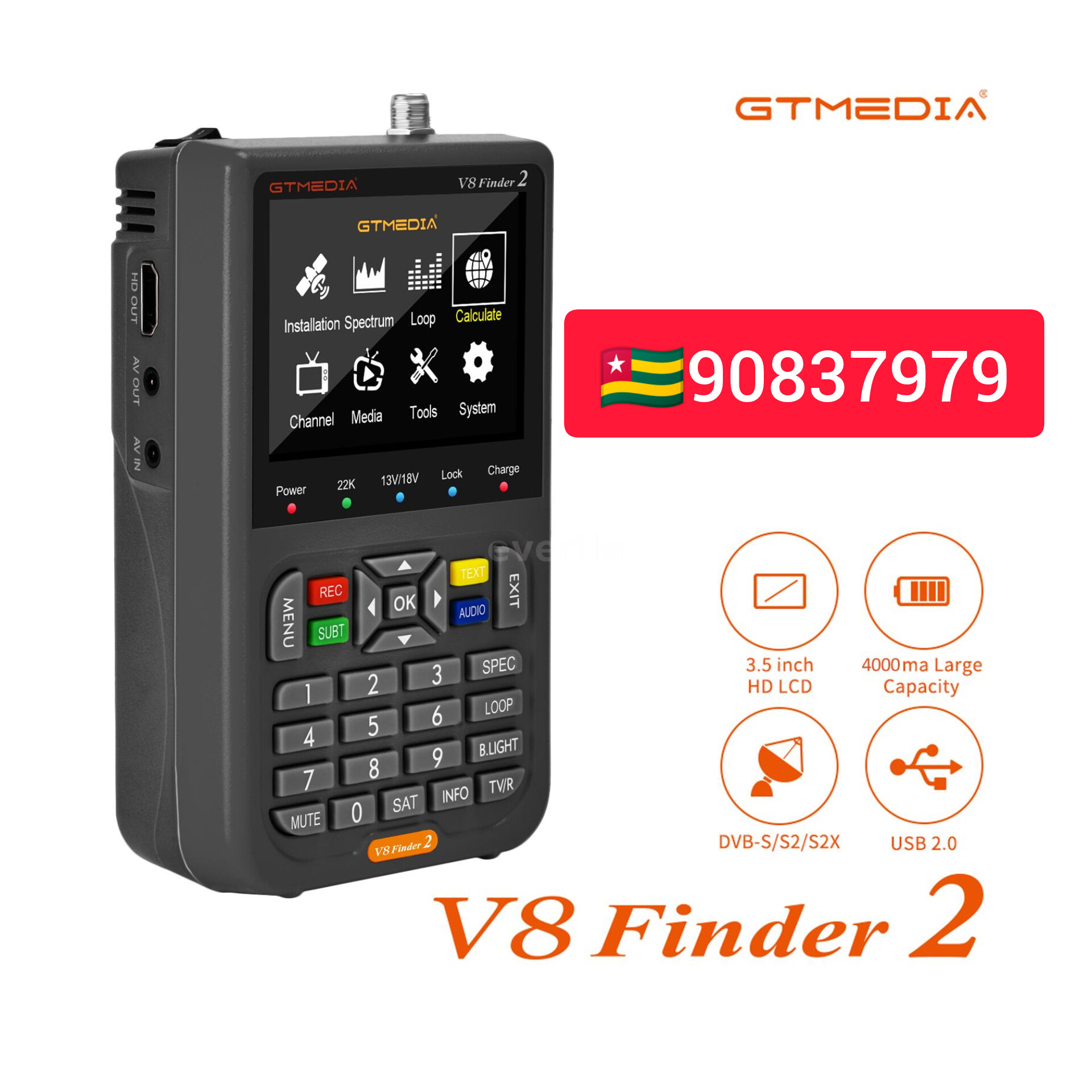 Détecteur de satellite SAT Finder V8 Finder 2