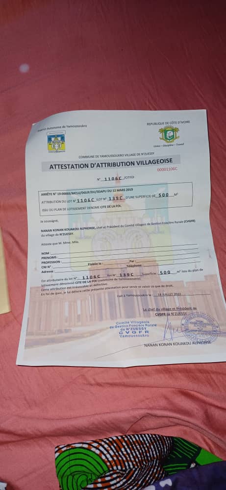 terrain à vendre à yamoussokro