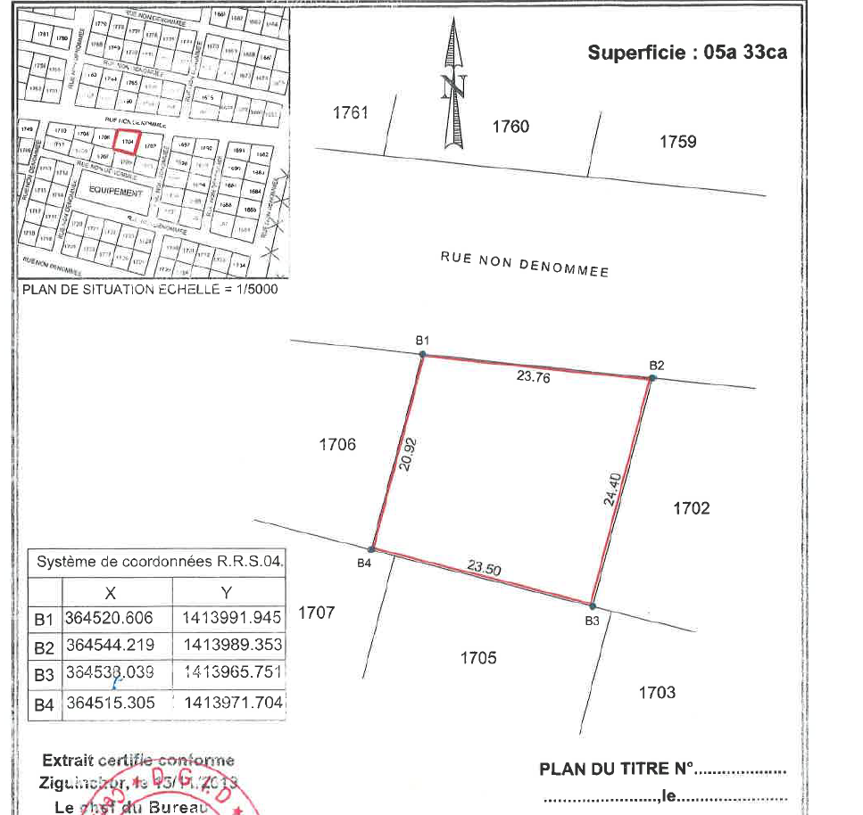 À vendre : terrain de 533 m² à Bignona (Kadiamor extension) À vendre : terrain de 533 m² à Bignona (Kadiamor extension)